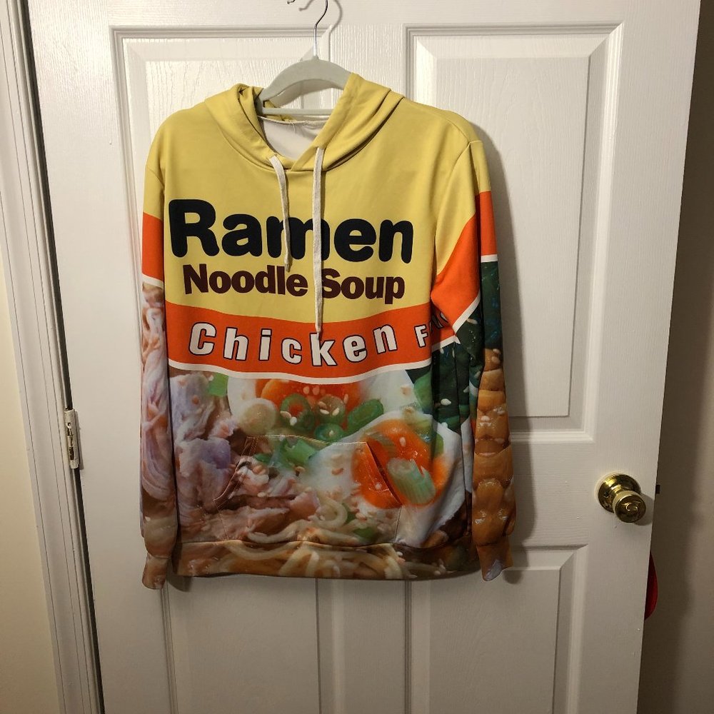Ramen noodle soup men graphic hoodie, XL